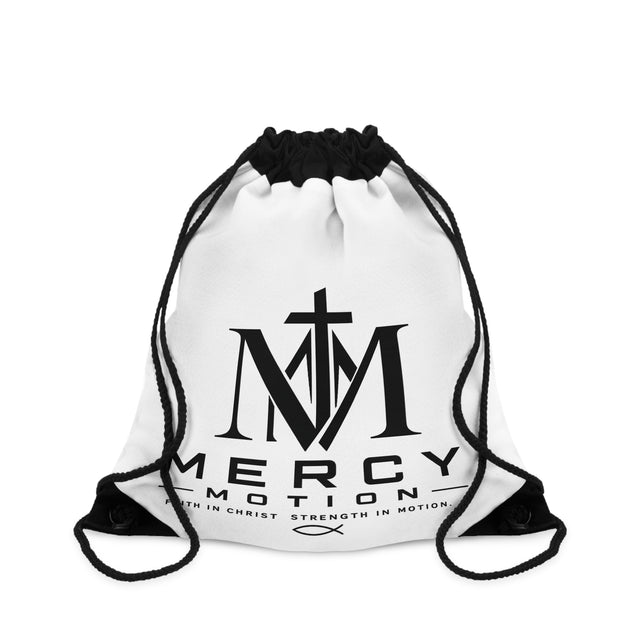 Mercy Motion Gym Drawstring Bag | Inverted typographic emblem