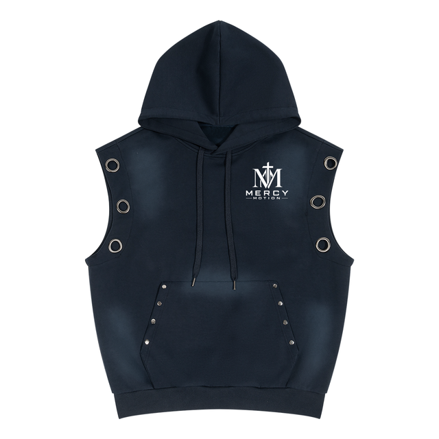 Mens Mercy Motion Vintage Wash Sleeveless Hoodie