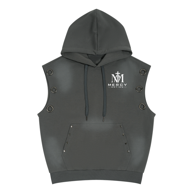 Mens Mercy Motion Vintage Wash Sleeveless Hoodie