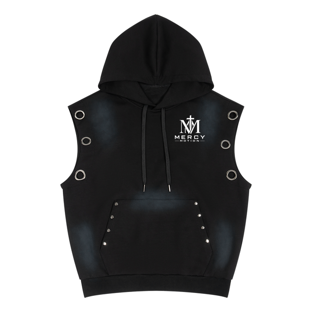 Mens Mercy Motion Vintage Wash Sleeveless Hoodie
