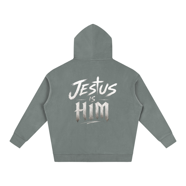 Mercy Motion Oversize “Jesus is Him” Fleeced Hoodie